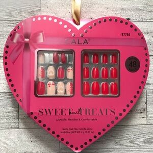 CALA Valentine Sweet Nail Treats - Red and Cream Press-On Nails